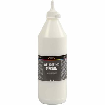 Allround Medium - Lijmlak  Knutsellijm  Lijm Op Waterbasis -Verfmedium  Creatieve Lijm - Transparante Lijm  1000 ml