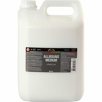 Allround Medium - Lijmlak  Knutsellijm  Lijm Op Waterbasis -Verfmedium  Creatieve Lijm - Transparante Lijm  5000 ml