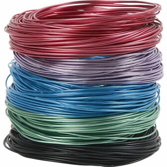 Aluminium Draad - Alu Draad - Diverse Kleuren - Aluminium Sieradendraad - DIY Aluminium Draad - Buigbaar Knutsel Draad - 1,5mm - 20m - Aluminium Draad 20m - 5 Rollen