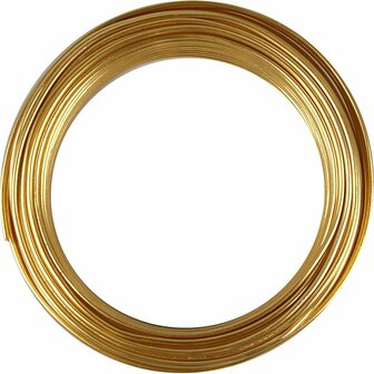 Alu draad, goud, rond, dikte 3 mm, 29 m/ 1 rol