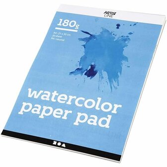 Aquarelpapier - Waterverfpapier - Aquarelblok - Watercolor Paper - Gladde Structuur - Hoogwaardige Pigmentopname - Lichte Structuur - Wit - A4 - 21x29,7cm - 180 grams - 20 Vellen