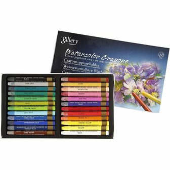 Aquarelkrijt, diverse kleuren, L: 9,3 cm, 24 stuk/ 1 doos