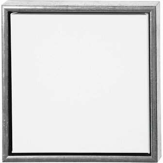 Canvas Gespannen Met Antiek Zilveren Lijst - Vierkant Schilderdoek - Gespannen Canvas - Canvasdoek - Wit Schildercanvas - Verfdoek - Schilderpaneel - D: 3cm - 34 x 34 cm - 1 Stuk