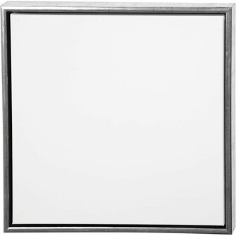 Canvas Gespannen Met Antiek Zilveren Lijst - Vierkant Schilderdoek - Gespannen Canvas - Canvasdoek - Wit Schildercanvas - Verfdoek - Schilderpaneel - D: 3cm - 54 x 54 cm - 1 Stuk