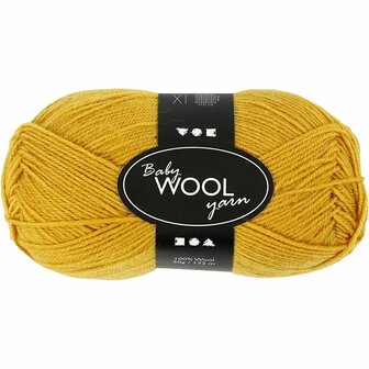 Breigaren - Baby Garen - 100% Merino Wol - Donkergeel - Haken &amp; Breien - Extra Zacht &amp; Warm - Ideaal voor Babydekens, Truien en Mutsen - Hoge Kwaliteit - 172m - 50gr - 1 Bol
