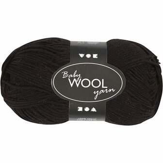 Baby Garen Zwart - Zachte Merinowol Voor Baby&#039;s - Superwash Baby Breiwol - Zwart Garen 172m/50g