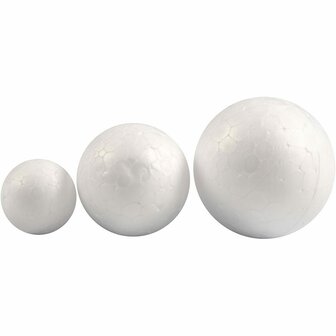 Ballen - Balletjes - Styropor - Piepschuim - Wit - Decoratie - DIY - Dia: 20+30+40mm - 12 stuks