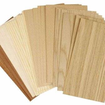 Bamboe Fineer - Hout Fineer - Beuken Eiken Mahonie - Decoratie Fineer - Afm: 12x22cm - Dikte: 0,75mm - 30 vellen