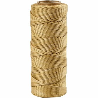 Bamboekoord - Goud Gedraaid Macram&eacute; Touw - 100% Bamboe - DIY Knutselkoord Voor Handwerk &amp; Hobbyprojecten - Geschikt Voor Decoratie &amp; Sieraden - Dikte 1 mm - Lengte 65 Meter - 1 Rol