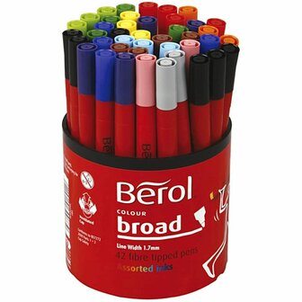 Berol stift, diverse kleuren, d 10 mm, lijndikte 1-1,7 mm, 42 stuk/ 1 Doosje