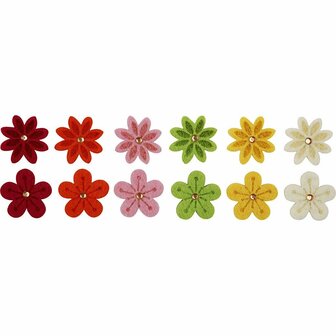 Bloemen - Katoenen Multicolor Laser Gesneden Bloemen - DIY Home Deco &amp; Knutselbloemen - Gedetailleerde Bloemen Voor Scrapbooking &amp; Decoratie - 0,3 cm dik - Set van 12 Stuks