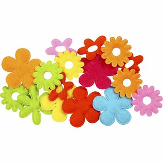 Bloemen - Home deco - Bloem - Vilt - Multicolor - 0,45cm - Creotime - 16 Stuks