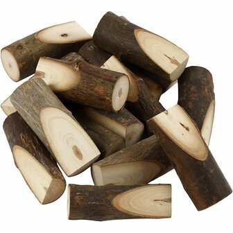 Kleine Boomstammetjes Hout - DIY Decoratie - Natuurlijke Hout Takjes - Boomstammen voor Knutselen Decoratie - H: 8 cm, d: 2,5-3,5 cm - 15 Stuks