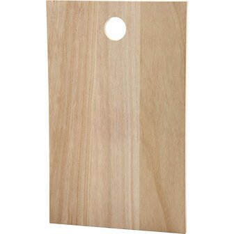 Snijplank/Bord &ndash; Houten Snijplank Met Ophangoog &ndash; Bord Van Licht Hout &ndash; Keizerin Boom Houten Plank &ndash; Uithangbord Voor Decoratie &ndash; 35x22 cm - Dikte 13 mm - 1 Stuk
