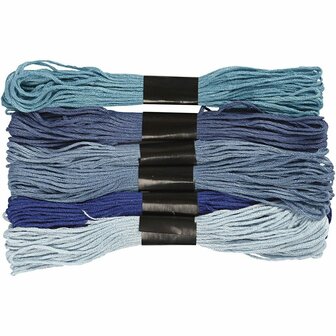 Borduurgaren - Blauw Harmonie - Katoenen Borduurdraad - Glanzend &amp; Duurzaam - Geschikt voor Handwerken - Dikte: 1 mm - 6 Bollen