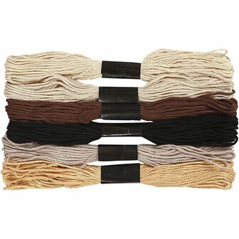 Borduurgaren - Naturel - Katoenen Borduurdraad - Duurzaam &amp; Glanzend - Geschikt voor Handwerk - Dikte: 1 mm - 6 Bollen