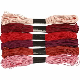 Borduurgaren - Rood Harmonie Garen - DIY Borduurgaren Set - Glanzend &amp; Stevig Handwerkgaren - Creatieve Borduurprojecten - 1 mm dik - Set van 6 Bollen