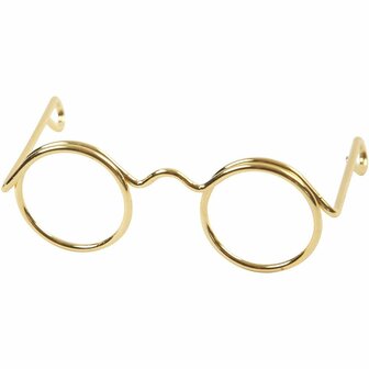 Kleine Gouden Brilletjes - Metalen Mini Brillen voor Poppen - Poppen Accessoires Brillen - Miniatuur Goud Brilletjes - DIY Poppen Versiering - 35 mm - 10 Stuks