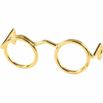 Mini Gouden Brillen - Metalen Poppen Brilletjes - Accessoires voor Poppen - Kleine Gouden Brillen Set - Metalen Brillen voor DIY - B: 25 mm, Binnenmaat 9 mm - 10 Stuks