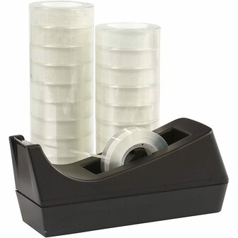 Bureau-tapedispenser met tape, B: 15 mm, 1 set