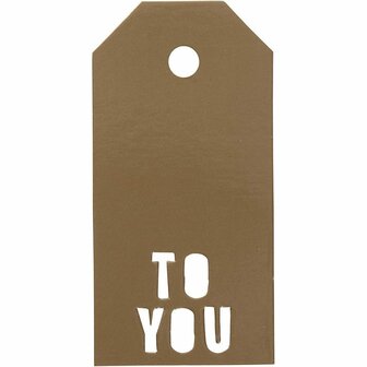 Cadeaulabels, goud, TO YOU, afm 5x10 cm, 300 gr, 15 stuk/ 1 doos