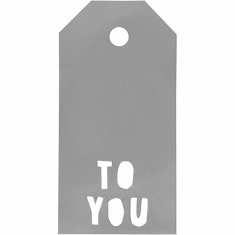 Cadeaulabels, zilver, TO YOU, afm 5x10 cm, 300 gr, 15 stuk/ 1 doos