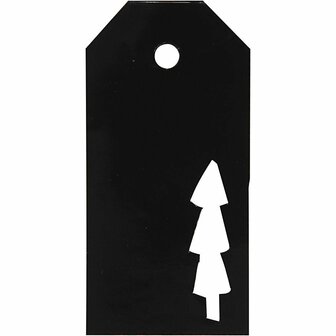 Cadeaulabels - Zwart - Elegante Labels - Minimalistisch Design - Stevig Karton - Glanzende Luxe Afwerking - Afmeting: 5x10 cm - 300 gr - 15 Stuks