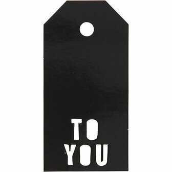 Cadeaulabels, zwart, TO YOU, afm 5x10 cm, 300 gr, 15 stuk/ 1 doos