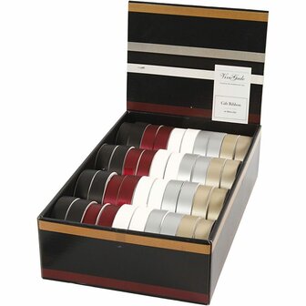 Vivi Gade Cadeaulintenset - Luxe Satijnen Cadeaulinten - Geschikt Voor Geschenkverpakking, DIY Decoratie &amp; Bloemstukken - Hoge Kwaliteit Stof - Multicolor Set (Zwart, Rood, Wit, Zilver, Goud) - 25 Met
