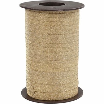 Cadeaulint - Goud Lint - Glitter Lint - Geschenkverpakkingslint - Striklint - Krullint - Sierlint - Inpaklint - Cadeaudecoratie - Breedte: 10 mm - Lengte: 100 mtr