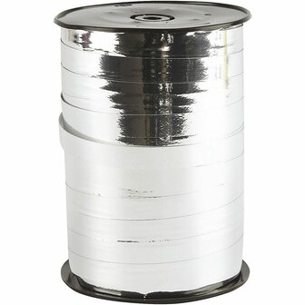 Cadeaulint Zilver Metallic - Glanzend Krullint - Luxe Sierlint Voor DIY Geschenkverpakking &amp; Feestdecoratie - Extra Sterk Cadeaulint Voor Strikken &amp; Versiering - Breedte 10 mm - Lengte 250 m - 1 Rol