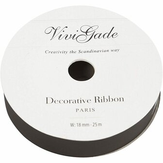 Cadeaulint Zwart - Mat Zwart Lint - Inpaklint - DIY Geschenkverpakking - Decoratief Lint - Cadeaulint Voor Bruiloft - Luxe Geschenk Lint - B 18 mm - 25 m - 1 Rol