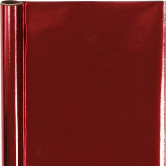 Cadeaupapier - Metallic Rood - Chique &amp; Glanzend - Subtiele Smalle Strepen - Perfect voor Luxe Geschenken - Breedte: 50 cm - 65 gr - 4 m - 1 Rol