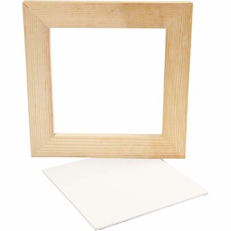 Canvas Paneel Met Lijst - Schilderdoek - Canvasdoek - Kunstcanvas - Creatief Paneel - Olieverfcanvas - Wit - 20.8x20.8 cm - Dikte 1.5 cm - 1 Stuk