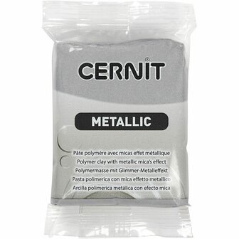 Cernit - Boetseerklei - Afbak Klei - Porseleinlook - Zilver Metallic (080) - 56 gram - 1 stuk