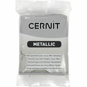 Cernit Modelleerklei Zilver Metallic &ndash; Afbakbare Zilveren Klei Voor Modelleren &ndash; Elastische Boetseerklei Voor Creatieve Kunstprojecten &ndash; Hittebestendige Klei Voor Sieraden Maken &ndash; 56 Gram