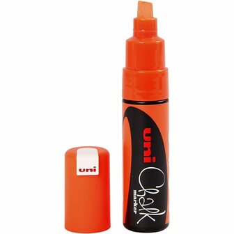 Chalk Marker - Krijtstift - Neon Oranje - Krijtbord, Ramen, Glas, Porselein, Plastic, Spiegels, Papier - Lijndikte: 8mm - Uni Chalk - 1 stuk