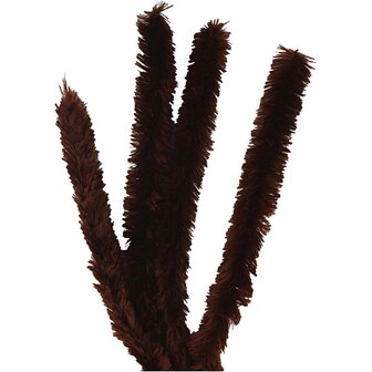 Chenille Draad - Pluche Draad - Pijpenragers - Metaal Draad - Fleecedraad - DIY Draad - Flexibel Decoratief Knutsel Draad - Buigzaam Draad - Bruin - Lengte: 40cm - 4 Stuks