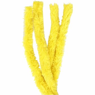 Chenille Draad - Pluche Draad - Pijpenragers - Metaal Draad - Fleecedraad - DIY Draad - Flexibel Decoratief Knutsel Draad - Buigzaam Draad - Geel - Lengte: 40cm - Dikte: 6mm - 50 Stuks
