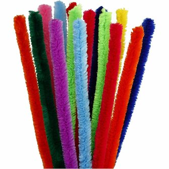 Chenilledraad - Pijpenragers - 10 Verschillende Kleuren - Nylon, Metaal - Lengte: 30 cm - Dikte: 15mm - Creotime - 15 stuks