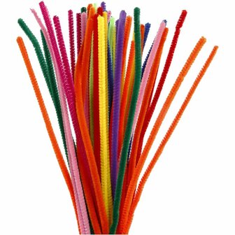 Chenilledraad - Pijpenragers - 10 Verschillende Kleuren - Nylon, Metaal - Lengte: 30 cm - Dikte: 6mm - Creotime - 50 stuks