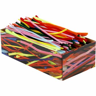 Chenilledraad - Pijpenraggers - Verschillende Kleuren - L: 30 cm, dikte 4+6+9 mm - Creotime - 700 stuks