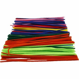 Chenille Draad - Pluche Draad - Pijpenragers - Metaal Draad - Fleecedraad - DIY Draad - Flexibel Decoratief Knutsel Draad - Buigzaam Draad - Multicolor - Lengte: 30cm - Dikte: 4mm - 300 Stuks