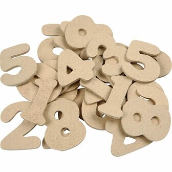 Cijfer 4cm - Kleine Houten Cijfers - Decoratief Cijfer - Cijfer Voor DIY - Mini Cijfers Voor Hobby - Decoratie Houten Cijfers - Houten Knutselcijfers - 4cm Hoog - 2,5mm Dikte - 30 Stuks