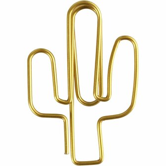 Gouden Clips - Cactus Vorm - Unieke Figuurclips - Decoratief &amp; Functioneel - Perfect voor Kaarten, Cadeaus &amp; Papierwerk - Afmeting: 40x30 mm - 6 Stuks
