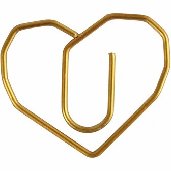Gouden Clips - Hartvormige Luxe Figuurclips - Geschikt Voor Cadeauverpakking, Scrapbooking &amp; Documentorganisatie - Stevig Metaal - Duurzame Kwaliteit - Afmeting: 30x20 mm - Set van 6 Stuks