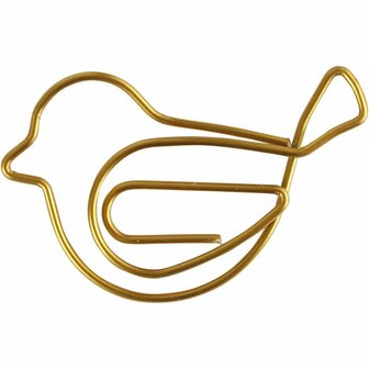 Clips - Gouden Vogelvormige Clips - Decoratieve Papierklemmen - Kantoor Accessoires - Creatieve Knijpers - Metaalclips - Stijlvolle Bureau Decoratie - Klemmetjes Voor Papier - 32x40 mm - Set van 6 Stu
