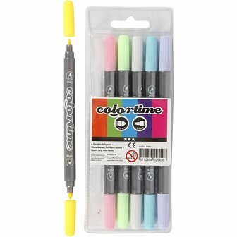 Colortime dubbelstift, pastelkleuren, lijndikte 2,3+3,6 mm, 6 stuk/ 1 doos