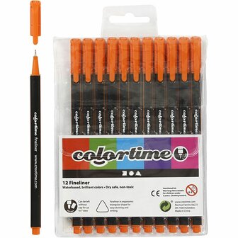 Colortime Fineliner , oranje, lijndikte 0,6-0,7 mm, 12 stuk/ 1 doos