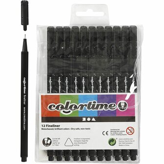 Fineliner - Zwarte Fineliners - Lijndikte 0,6-0,7mm - Fineliner Voor Tekenen - Hobby Fineliner - Dunne Fineliners - Zwarte Pen Voor Schrijven - Fineliners Voor Bullet Journal - Stiften - 12 Stuks